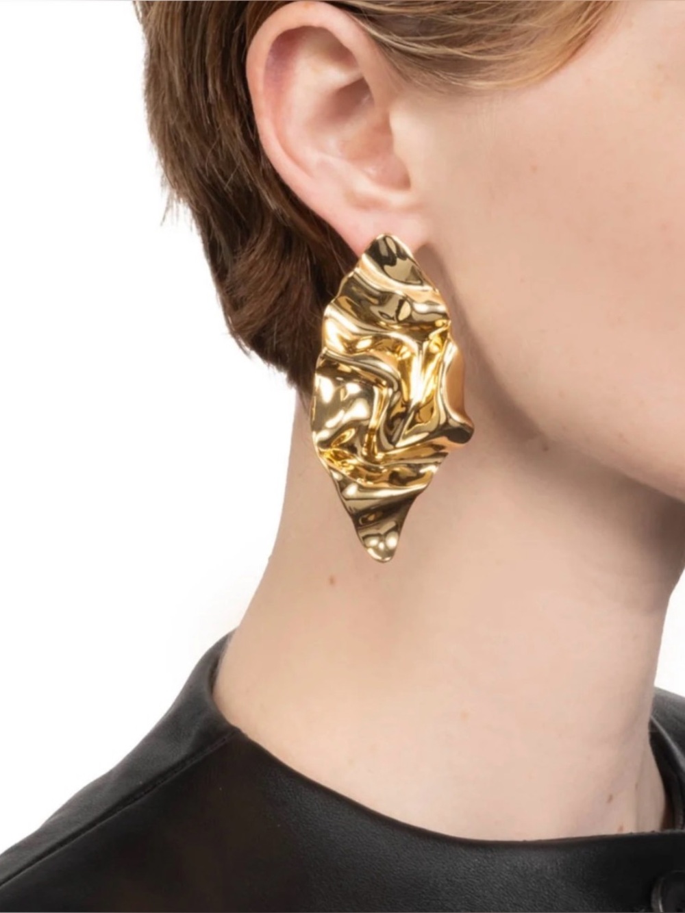 NEW Alexis Bittar Large Gold Crumpled Post Earrings Molten Metal AU21 - Picture 10 of 12